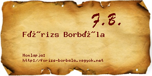 Fórizs Borbála névjegykártya